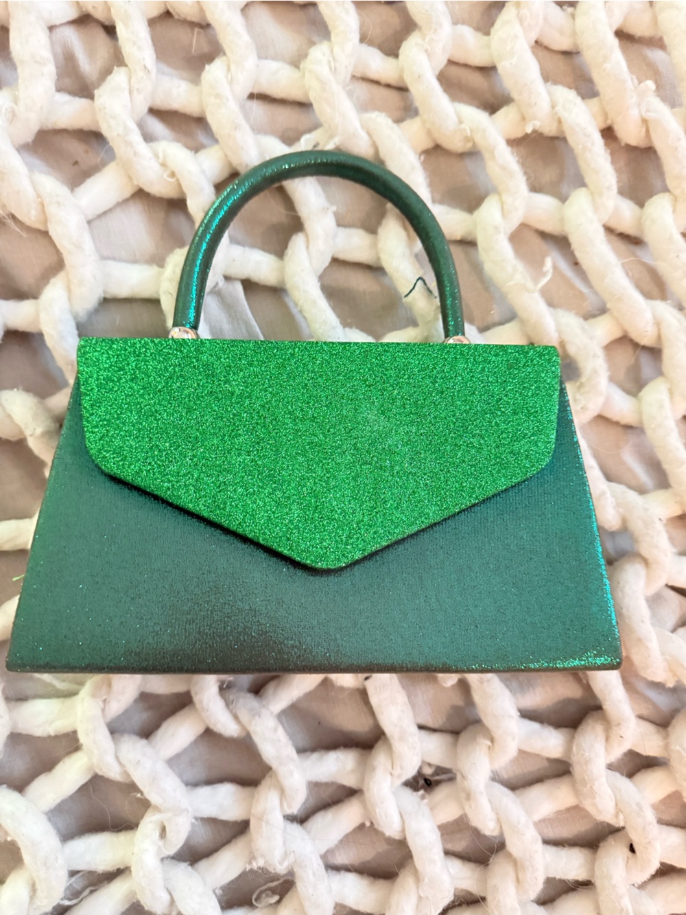 Green sparkly bag